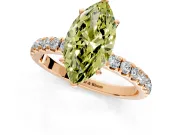 Open Basket Engagement Ring Setting for Fancy Yellow Marquise Center with Pave Band and Prong Head in Rose Gold