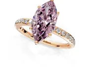 Solitaire Engagement Ring Setting for Fancy Pink Marquise Center with Fine Pave Band and Prong Head in Rose Gold