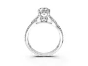Solitaire Engagement Ring Setting for Oval Center with Pave Rail Split Shank and Prong Head in Platinum
