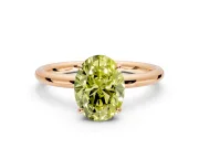 Hidden Halo Engagement Ring Setting for Fancy Yellow Oval Center with Thin Rounded Band and Prong Head in Rose Gold