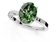 Hidden Halo Engagement Ring Setting for Fancy Green Oval Center with Wide Flat Plain Band and Prong Head in Platinum
