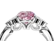 Cluster Engagement Ring Setting for Fancy Pink Cushion Cut Center with Bezel Accent Clusters and Prong Head in Platinum