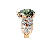 Cluster Engagement Ring Setting for Fancy Green Heart-Shaped Center with 2-Row Shoulder Clusters and Prong Head in Rose Gold