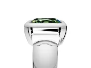 Solitaire Engagement Ring Setting for Fancy Green Asscher Cut Center with Wide Band and Bezel Head in White Gold