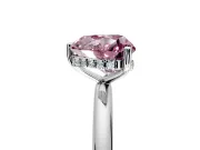 Hidden Halo Engagement Ring Setting for Fancy Pink Heart-Shaped Center with Thin Round-Wire Band and Prong Head in Platinum