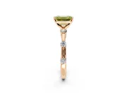 Solitaire Engagement Ring Setting for Fancy Yellow Emerald Cut Center with Bezel Station Band and Prong Head in Rose Gold