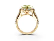 Large Accent Halo Engagement Ring Setting for Fancy Yellow Asscher Cut Center with Pave Split Shank and Prong Head in Yellow Gold