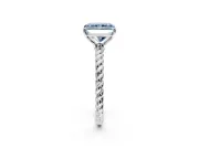 Solitaire Engagement Ring Setting for Fancy Blue Radiant Cut Center with Plain Twisted Rope Band and Prong Head in Platinum