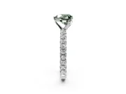 Solitaire Engagement Ring Setting for Fancy Green Heart-Shaped Center with Shared-Prong Accents and Prong Head in Sterling Silver