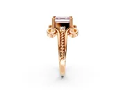 Solitaire Engagement Ring Setting for Fancy Pink Asscher Cut Center with Twisted Band and Scroll Prong Head in Rose Gold
