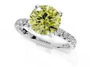 Solitaire Engagement Ring Setting for Fancy Yellow Round Cut Center with Shared-Prong Accents and Prong Head in Sterling Silver