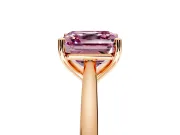 Solitaire Engagement Ring Setting for Fancy Pink Asscher Cut Center with Narrow Cathedral Band and Prong Head in Rose Gold