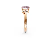 Solitaire Engagement Ring Setting for Fancy Pink Radiant Cut Center with Plain Bypass Twist Band and Prong Head in Rose Gold