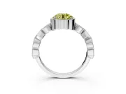 Milgrain Bezel Engagement Ring Setting for Fancy Yellow Round Cut Center with Marquise Stations and Bezel Head in Sterling Silver