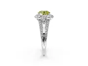 Halo Engagement Ring Setting for Fancy Yellow Round Cut Center with Two-Strand Split Shank and Prong Head in Sterling Silver