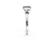 Solitaire Engagement Ring Setting for Fancy Green Radiant Cut Center with Plain Band and Tulip Prong Head in Sterling Silver