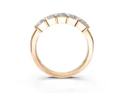 Princess Cut Lab-Grown Diamond 5 Stone Channel Wedding Band with Bar Prongs in Rose Gold