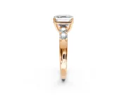 5 Stone Engagement Ring Setting for Asscher Cut Center with Plain Band and Prong Head in Rose Gold