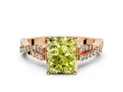 Solitaire Engagement Ring Setting for Fancy Yellow Radiant Cut Center with Twisted Pave Split Shank and Prong Head in Rose Gold