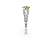 Solitaire Engagement Ring Setting for Fancy Yellow Round Cut Center with Pave Split Shank and Prong Head in Sterling Silver