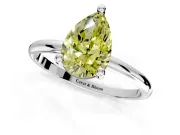 Minimalist Solitaire Engagement Ring Setting for Fancy Yellow Pear-Shaped Center with Thin Band and Prong Head in Platinum