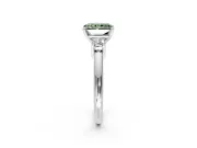 3 Stone Engagement Ring Setting for Fancy Green Radiant Cut Center with Wide Plain Band and Prong Head in Platinum