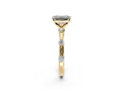 Solitaire Engagement Ring Setting for Emerald Cut Center with Bezel Station Band and Prong Head in Yellow Gold