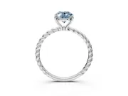 Solitaire Engagement Ring Setting for Fancy Blue Oval Center with Plain Twisted Rope Band and Prong Head in Sterling Silver
