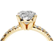 Solitaire Engagement Ring Setting for Cushion Cut Center with Large Accents and Prong Head in Yellow Gold