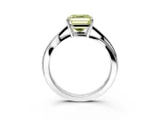 Solitaire Engagement Ring Setting for Fancy Yellow Asscher Cut Center with Plain Bypass Twist Band and Prong Head in Platinum