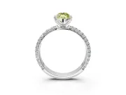 Solitaire Engagement Ring Setting for Fancy Yellow Marquise Center with Domed Multi-Row Pave Band and Prong Head in Platinum