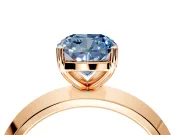 Solitaire Engagement Ring Setting for Fancy Blue Cushion Cut Center with Wide Knife Ridge Band and Prong Head in Rose Gold