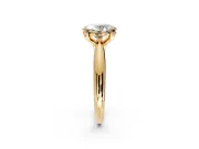 Solitaire Engagement Ring Setting for Oval Center with Reverse Tapered Band and Prong Head in Yellow Gold