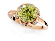 Floral Frame Engagement Ring Setting for Fancy Yellow Round Cut Center with Accent Clusters and Prong Head in Rose Gold