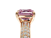Solitaire Engagement Ring Setting for Fancy Pink Asscher Cut Center with Multi-Row Pave Accents and Basket Head in Rose Gold