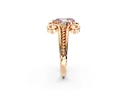 Solitaire Engagement Ring Setting for Fancy Pink Pear-Shaped Center with Twisted Band and Scroll Prong Head in Rose Gold