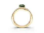 Solitaire Engagement Ring Setting for Fancy Green Radiant Cut Center with Wide-Open Split Shank and Prong Head in Yellow Gold