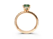 Solitaire Engagement Ring Setting for Fancy Green Cushion Cut Center with XO Engraved Band and Prong Head in Rose Gold