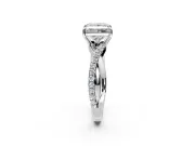 Crossover Engagement Ring Setting for Princess Cut Center with Pave and Plain Strands and Prong Head in Sterling Silver