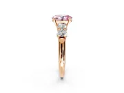 5 Stone Engagement Ring Setting for Fancy Pink Oval Center with Graduated Accents and Prong Head in Rose Gold