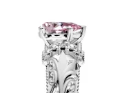 Solitaire Engagement Ring Setting for Fancy Pink Pear-Shaped Center with Filigree Accent Basket and Prong Head in Platinum