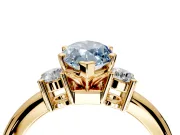 3 Stone Engagement Ring Setting for Fancy Blue Marquise Center with Wide Plain Band and Prong Head in Yellow Gold