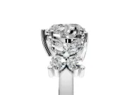 Floral Engagement Ring Setting for Heart-Shaped Center with Marquise Cluster Shoulders and Prong Head in White Gold