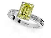 Solitaire Engagement Ring Setting for Fancy Yellow Emerald Cut Center with Channel Baguette Band and Prong Head in Platinum