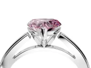 Solitaire Engagement Ring Setting for Fancy Pink Heart-Shaped Center with Flat-Sided Plain Band and Prong Head in Platinum