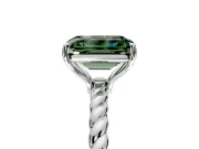 Solitaire Engagement Ring Setting for Fancy Green Emerald Cut Center with Plain Twisted Rope Band and Prong Head in Platinum
