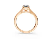 Solitaire Engagement Ring Setting for Emerald Cut Center with Narrow Cathedral Band and Prong Head in Rose Gold
