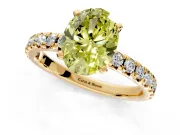 Solitaire Engagement Ring Setting for Fancy Yellow Oval Center with Large Accents and Prong Head in Yellow Gold
