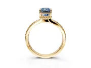 Solitaire Engagement Ring Setting for Fancy Blue Radiant Cut Center with Raised Channel Band and Prong Head in Yellow Gold