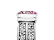 Bezel Engagement Ring Setting for Fancy Pink Radiant Cut Center with Wide Channel-Set Band and Bezel Head in Platinum